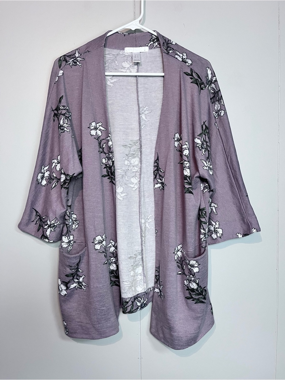 Simply Vera Vera Wang Floral Open Front Kimono — Size L